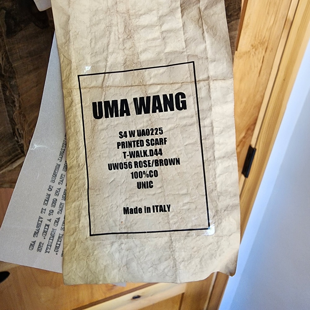 NWT Uma Wang Brown Lightweight Cotton Luxury Printed Scarf UA0225 Made in Italy - Picture 3 of 13